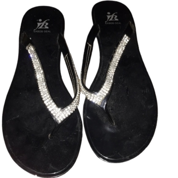 EASOS GEAL size 9,5 jelly flip flops rhinestones few stones missing 🆓 - Picture 1 of 9